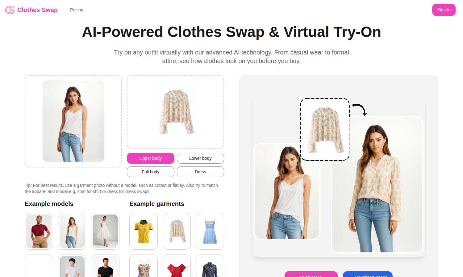 Clothes Swap application interface and features
