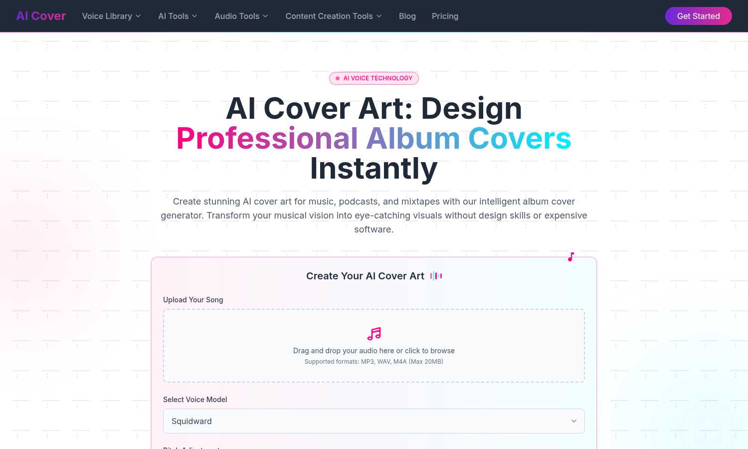 Aicoverart application interface and features