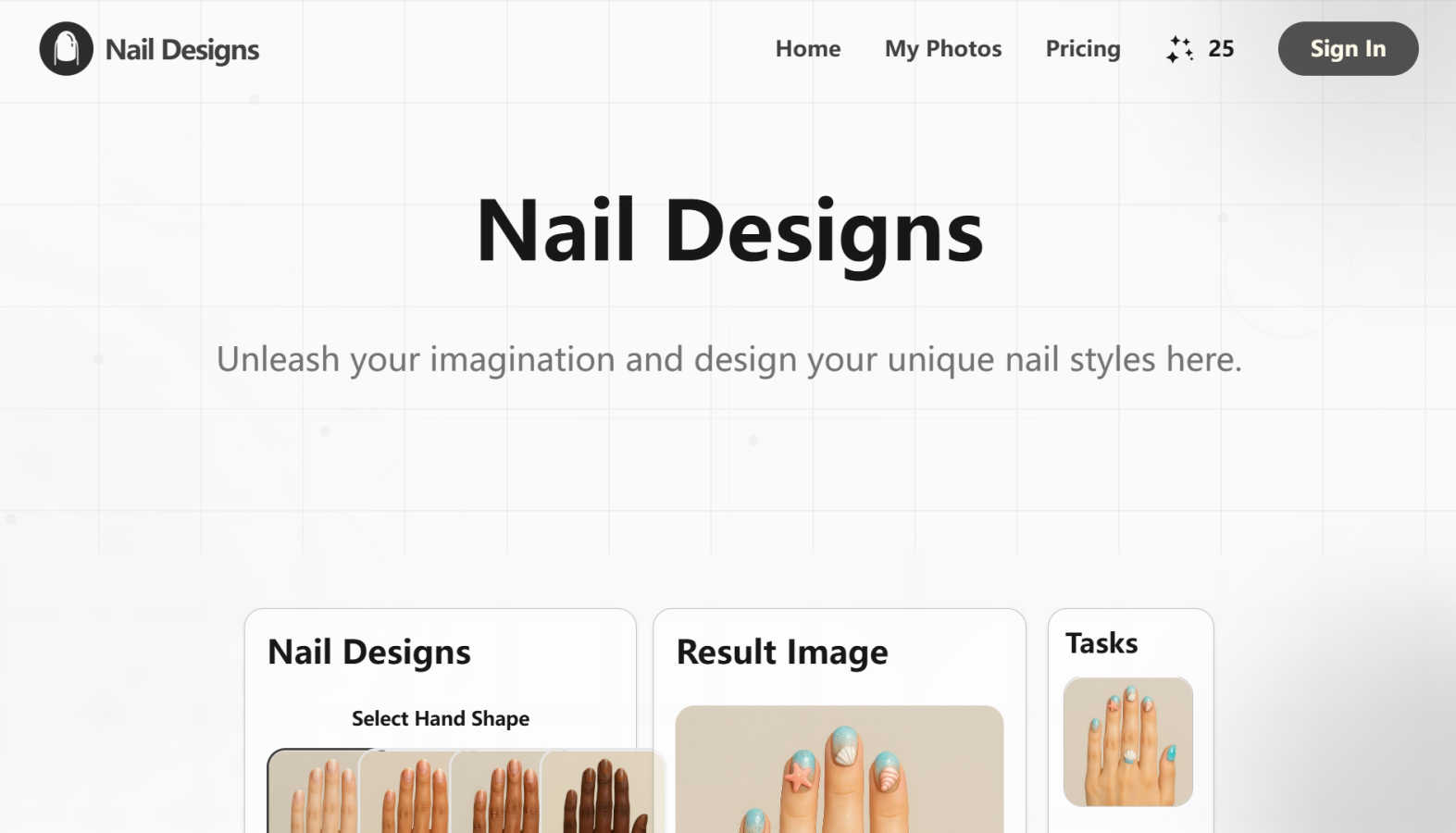 Nail Designs application interface and features