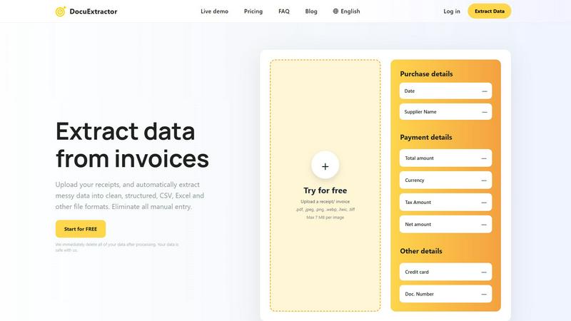 DocuExtractor application interface and features