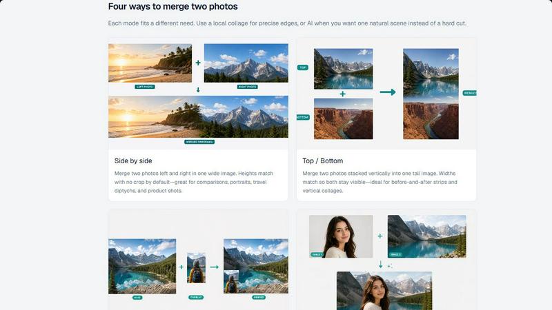 Merge Two Photos application interface and features