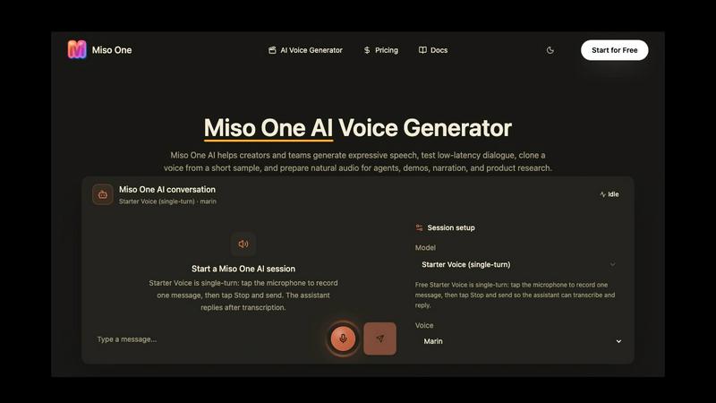 Miso One application interface and features