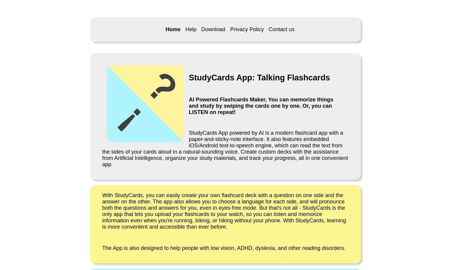 StudyCards App Website