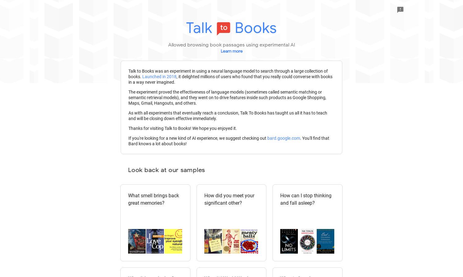 Talk to Books Website