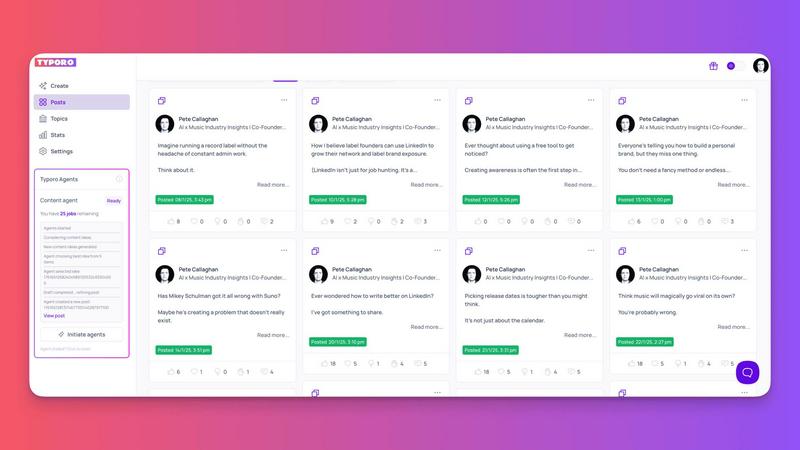 Typoro application interface and features
