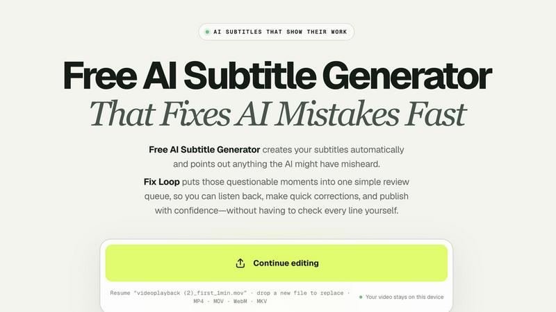 subtitlegenerator.net application interface and features